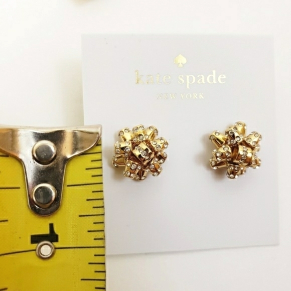 NWT Kate Spade Bourgois Bow Gold Pave Stud Earrings Holiday - Picture 6 of 6
